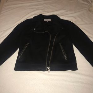 Black suede cropped moto jacket